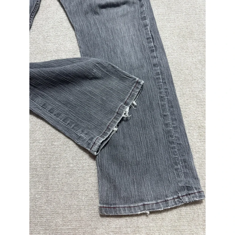Levis 514 Jeans Mens 36x30 Gray Slim‎ Straight Distressed Denim Red Stitching